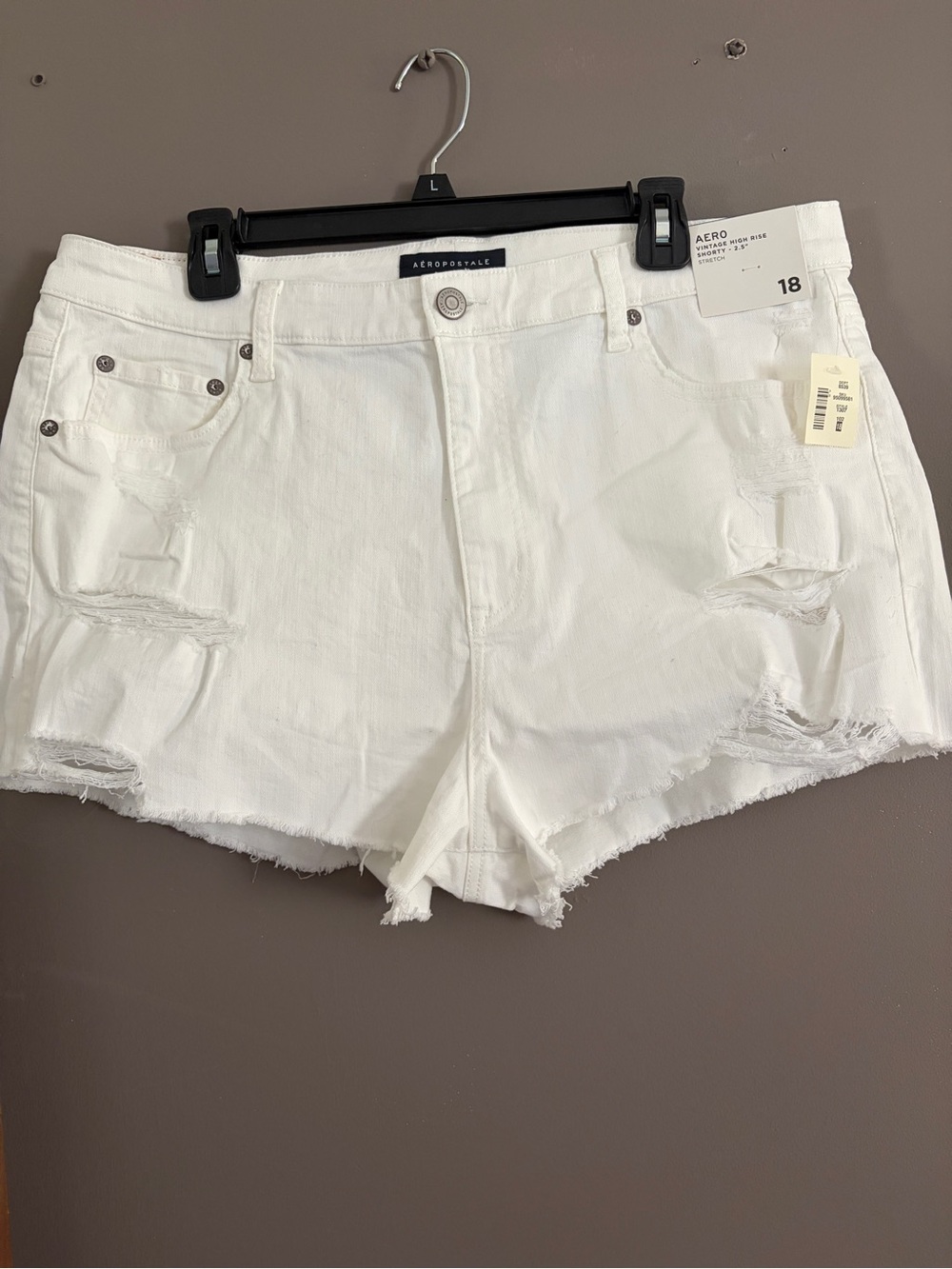 Aeropostale White Distressed Denim Shorts Size 18 NWT